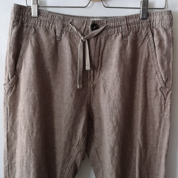 Women's Projek Raw Casual Pants Taupe Size Medium Zipper & Draw String 55% Linen - Picture 2 of 7